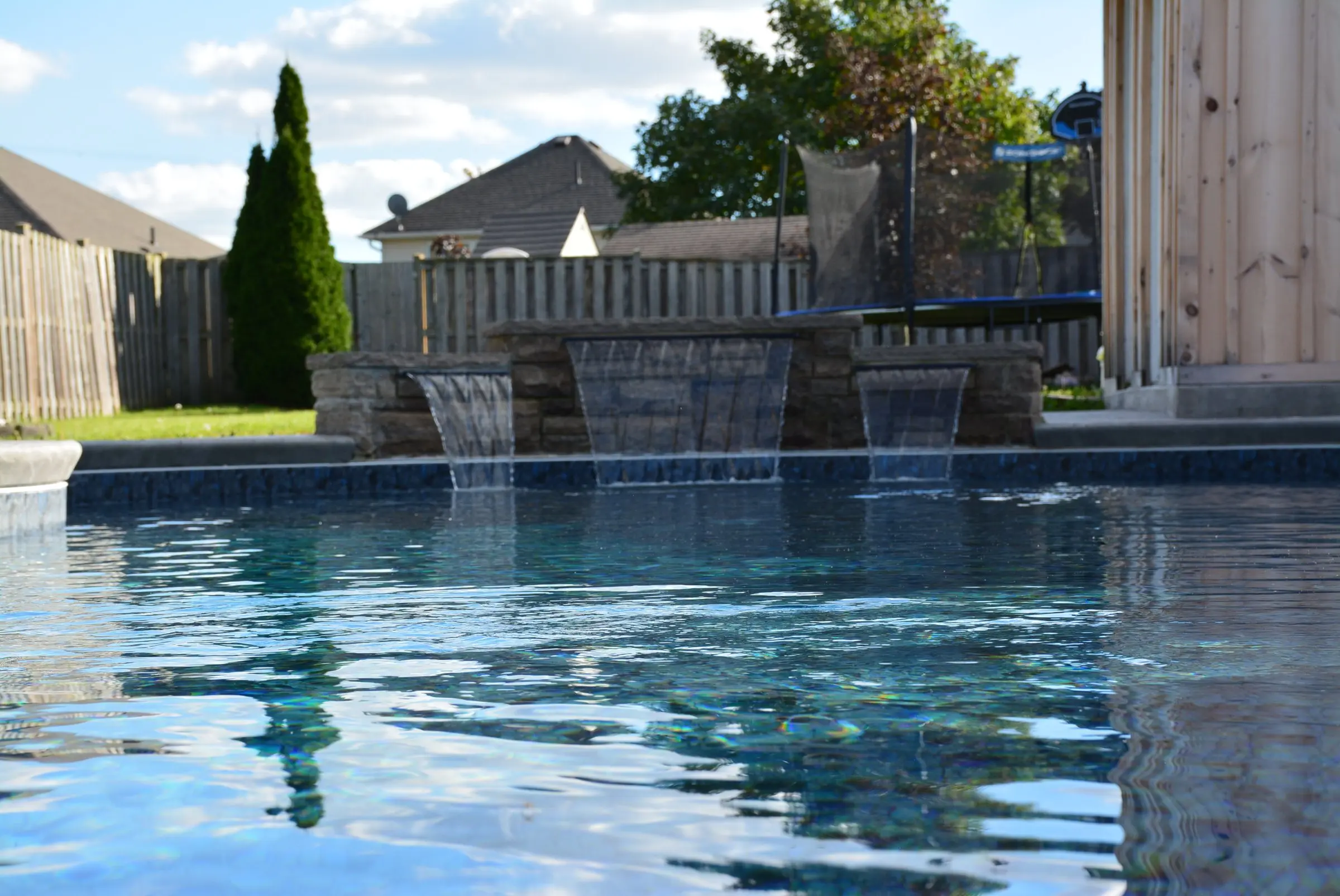 Pool waterfall feature