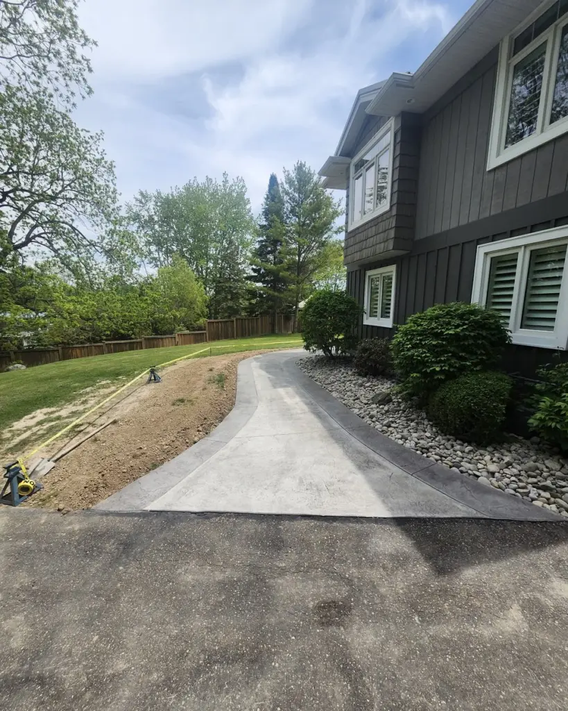 Finished concrete walkway